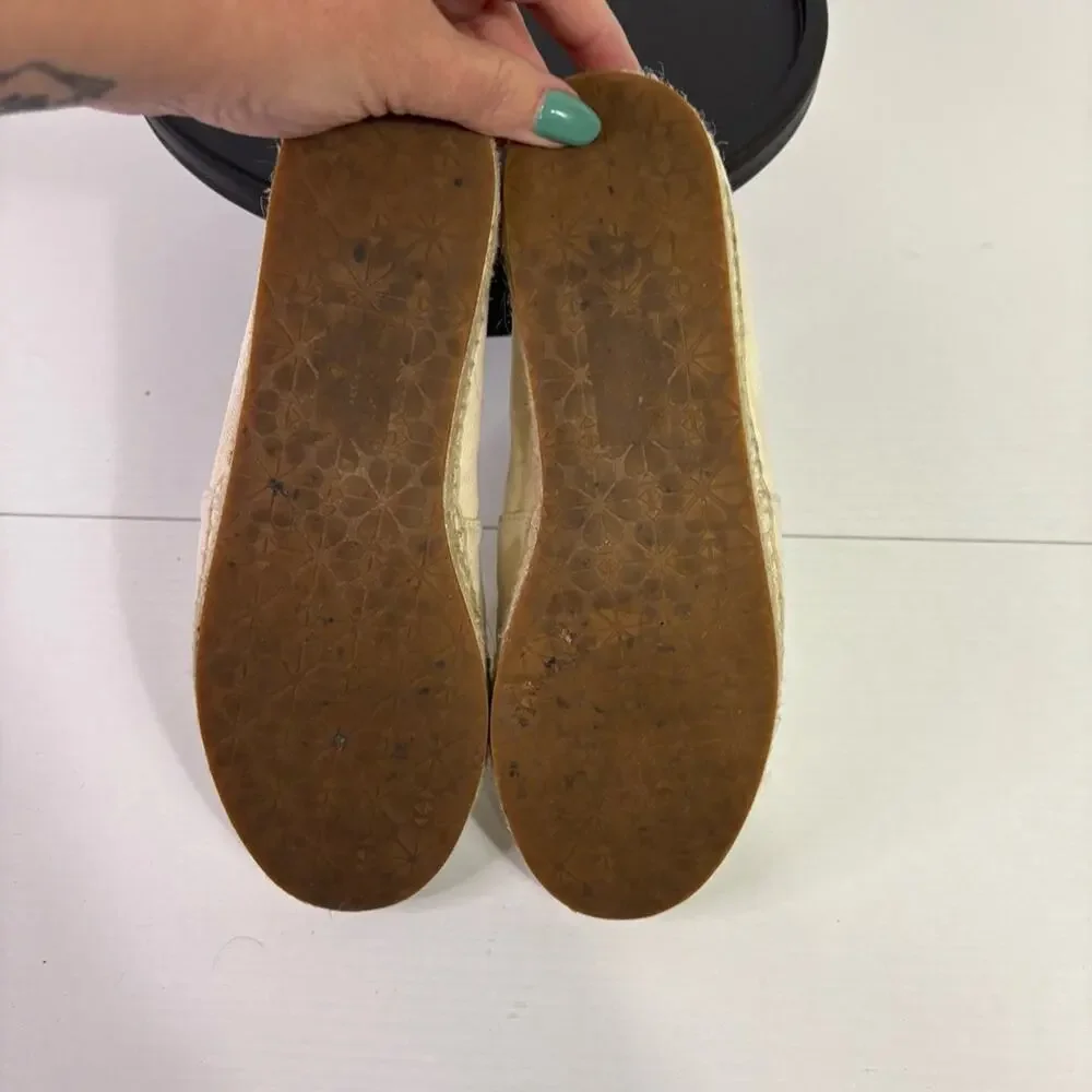 Kate Spade Cream Espadrilles with Firefly Embroidery Size 6